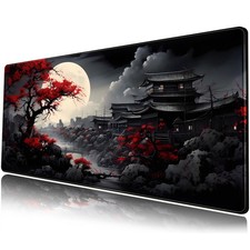 31.5x11.8 Inch Riverside Full Moon Desk Mat Japanese Black Red Gaming Mouse picture