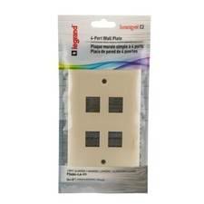 Legrand On-Q 1 Gang 4 PORT Keystone Insert Standard Face Wall Plate LIGHT ALMOND picture