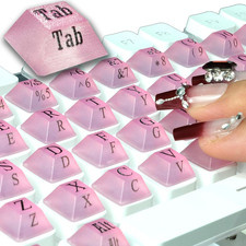 Long Nail Keyboard Stickers 80 Pcs Raised Silicone Keycaps for Typing Gaming picture