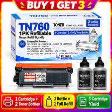 Compatible TN760 Toner Cartridge +2 Refill Bottles 3X Yield for HL-L2325DW L2350 picture