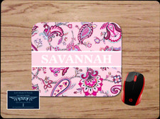 PERSONALIZED PINK PAISLEY PC MOUSE PAD DESK MAT W/ NAME HOME SCHOOL OFFICE GIFT picture