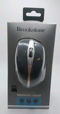 BROOKSTONE Wireless Ergonomic PC Mouse Computer Tablet Black & Silver  picture