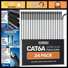 Ultra Slim Cat6a Ethernet Patch Cables 3ft - 24-Pack, High-Speed Network Cables, picture
