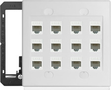 12 Port Ethernet Wall Plate White Cat6 Keystone Jack RJ45 Cables Inline Coupler picture
