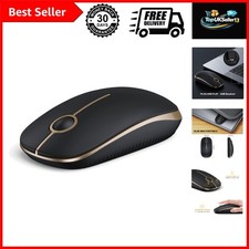 Wireless Mouse, 2.4G Slim Computer Laptop Mouse, Black and Gold picture