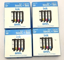 HP Compatible ONN. Ink 564XL / 564 Black Cyan Magenta Yellow 8/25 Lot Of 4 picture
