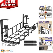 Extra Large Under Desk Cable Organizer - 15.7” Flexible Clamp Design, No Drill picture