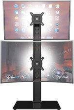 Dual Monitor Stand - Vertical Stack Screen Free-Standing Monitor Riser Fits Two picture