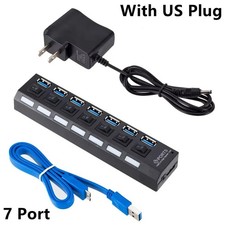 7 Port USB 2.0 / 3.0 Hub Splitter Adapter High Speed For PC Laptop Mac Desktop picture