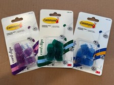 BLUE or GREEN or PURPLE Command Cord Clips Cable Organizer Damage Free Hanging picture