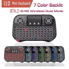 Mini Wireless i10 Keyboard and Mouse, 7 Colors Backlit Touchpad 2.4Ghz picture