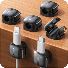 Chfeila 6 Pack Spring Cable Clips Cord Organizer Black picture