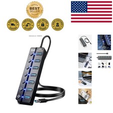 USB 3.0 Hub Splitter - 7-Port Design with 3ft Cable for Ultimate Flexibility picture