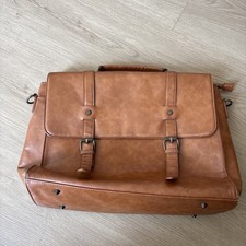 Brown Synthetic Leather Messenger Bag for 15