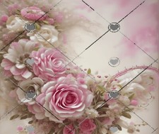 PINK AND WHITE ROSE FLORAL COMPUTER MOUSE PAD  9 x 7 picture