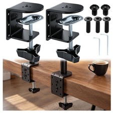 2 PCS Heavy Duty Desk Clamp Monitor Mount Universal Grommet Adapter Black Steel picture