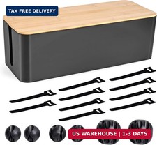 Tuwechen Cable Management Box, Wooden Style Large Cord Organizer Box | Wires & P picture