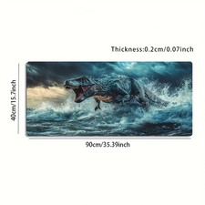 A Large Gaming Mouse Pad Featuring a Stunning Design of a Dinosaur Roaring in picture