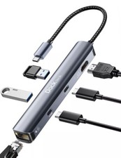 USB C Hub Ethernet 6 in 1 Laptop Docking Station, Dockteck USB C Multiport Adapt picture