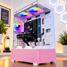 Pink White Gaming PC Intel i7 Ryzen 7 Up to RTX 5060 32GB RAM 2TB SSD Win11 WiFi picture