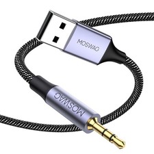 MOSWAG USB to 2.5mm Male Audio Cable Compatible with 3.28FT/1Meter, Black picture