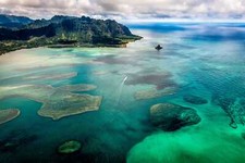 Landscape nature hawaii mountains clouds water aerial Custom Gaming Mat Desk picture