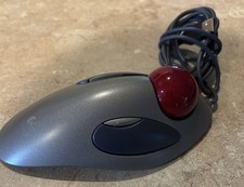 Logitech T-BC21  Trackman Trackball USB Mouse Red Marble Ball 804377-0000 Tested picture