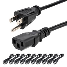 Power PCs Monitors & Printers: 10-Pack 6ft NEMA 5-15P to C13 AC Cords 18AWG picture