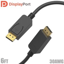 6FT DisplayPort Male to Male Cable V1.2 4K 144Hz 2K 3D HDR 30AWG Gold Black picture