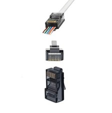 RJ45 Gray EZ Modular Plug CAT6 UTP Network Cable End Pass Through Connector Lot picture