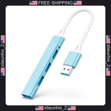 USB Hub 4 Ports Aluminum Light Blue for Laptop, 1 USB 3.0 & 3 USB 2.0 picture