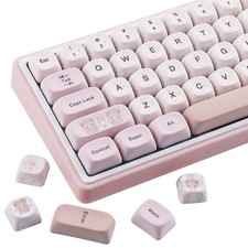 Bear Tea Party MOA Keycaps 130 Keys Cute PBT Custom Keycap Set for MX Switches picture