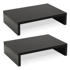2 Pack Wood Monitor Stand Risers For Desk TV Laptop Shelf Black picture