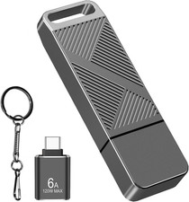 32GB FAT32 USB 3.0 Flash Drive with a USB3.0 C Adapter and Keychain (Grey) picture