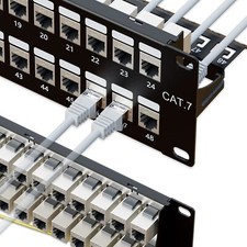 10gbps Cat7 Patch Panel 48 Port Rj45 Through Coupler 2u Patch Panel Stp Shielded picture