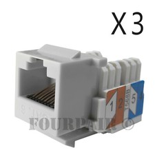 3x Pack Lot CAT6 Network RJ45 Port 110 Punch Down Keystone Snap-In Jack White picture