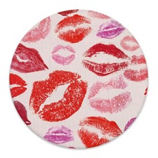 Hot Pink Preppy Girly Lips Mouse Pad for Desk 7.9x7.9 Inch picture