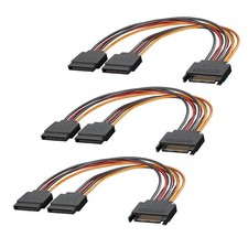 Mbiydeg 3-Pack 15 Pin SATA Power Splitter Cable, 8 Inch Sata Male to 2X Female C picture