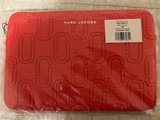 Marc Jacobs 11-12 inch Double J Laptop Sleeve Logo Quilted Poppy Red New picture