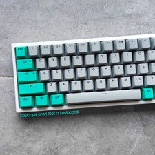 Gray Cyan Double Shot Keycaps Set fit 60% 75% 64/68/84/87 TKL Compact Keyboards picture