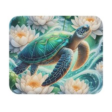 Serene Turtle Mouse Pad, Ocean Decor, Wildlife Gift, Workspace Accessory picture