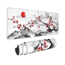 Watercolor Cherry Blossom Mouse Pad 31.5x11.8 Inch Pink Full Desk Japanese Sa... picture