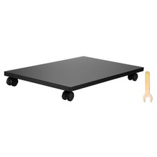 12x19in PC Stand, Computer Tower Stand Wood CPU Holder Mobile Cart, Black picture