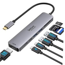 Selore USB C Hub HDMI Adapter for MacBook Pro/Air/Neo, USB C 7 in 1 Space Gray picture