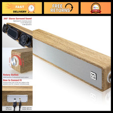 Vintage Wired Computer Speakers, Retro Wooden Mini Soundbar, USB Powered, 3.5mm picture