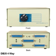 Kentek DB25 4 Way Data Switch Box Rotary Dail for Data Device PC Printer Scanner picture