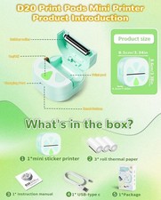 Mini Sticker Printer, D20 Portable Bluetooth Inkless Thermal Sticker Maker Blue picture