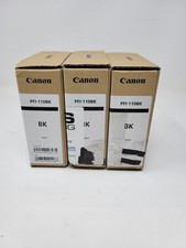 Lot  Of 3 GENUINE CANON PFI-110BK BLACK 160ml Ink Tank 2022-2023 (32424C1) picture