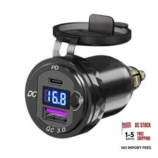 Motorcycle DIN/Hella USB Charger (NOT for Car Cigarette Socket), 36W PD3.0 & picture