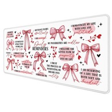 Coquette Pink Bow Inspirational Large Mouse Pad 31.5x15.7 Inch Girly Office picture